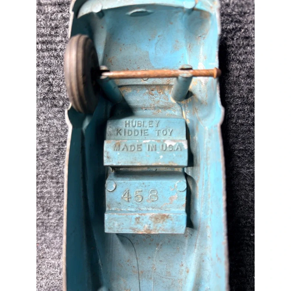 Vintage Hubley Kiddie Toy 458 Diecast Convertible Car Blue Made in USA 1950s